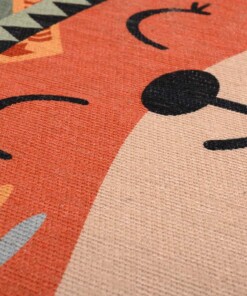 Alfombra para niños con zorros - Smile Terracota - close up, thumbnail