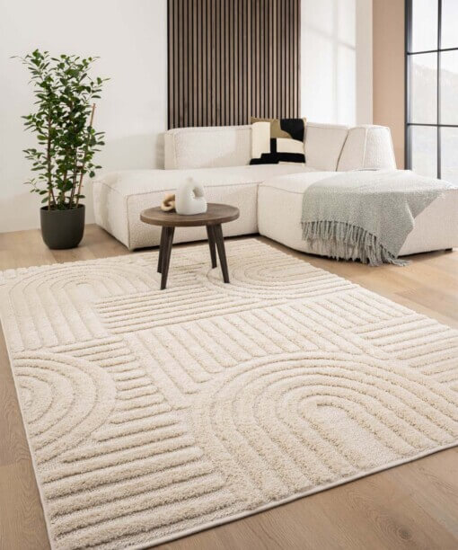 Alfombra de Estilo Escandinavo Arc Bend Crema