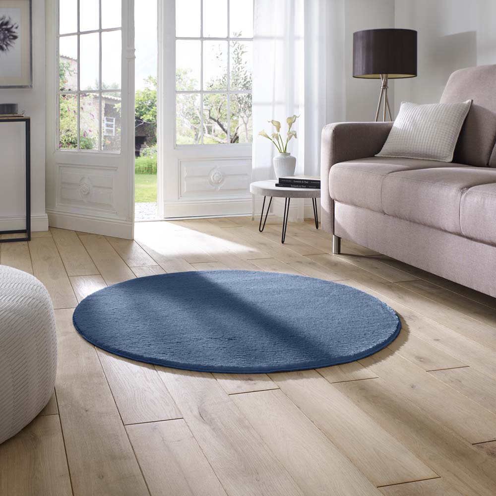 Alfombra redonda suave - Loft azul oscuro (lavable a 30 °C) - sfeer Alfombra redonda suave - Loft azul oscuro (lavable a 30 °C) - sfeer