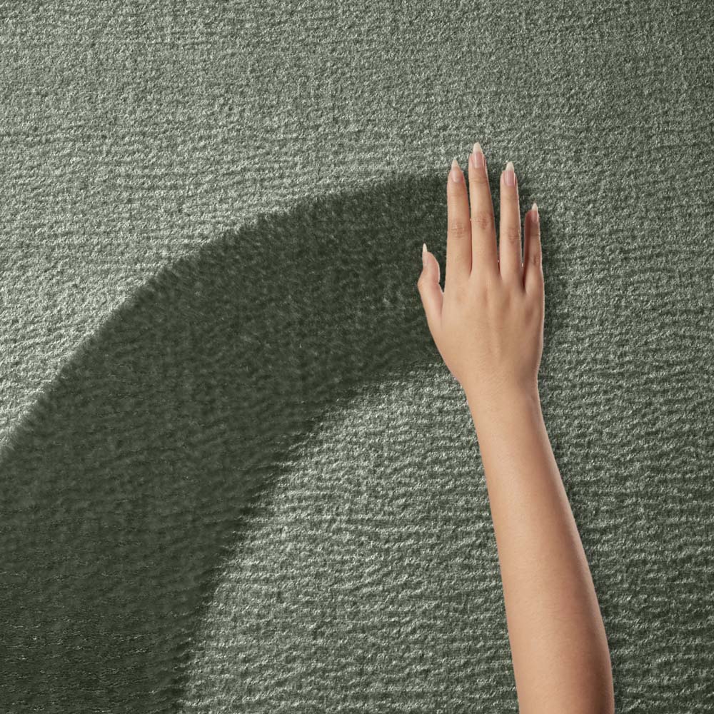 Alfombra redonda suave - Loft verde oscuro (lavable a 30 °C) - close up Alfombra redonda suave - Loft verde oscuro (lavable a 30 °C) - close up