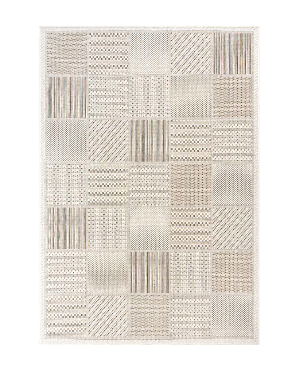 Alfombra exterior cuadros - Lyra crema/multi - overzicht Alfombra exterior cuadros - Lyra crema/multi - overzicht