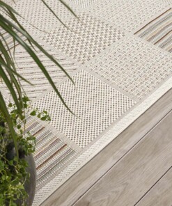 Alfombra exterior cuadros - Lyra crema/multi - close up, thumbnail Alfombra exterior cuadros - Lyra crema/multi - close up, thumbnail