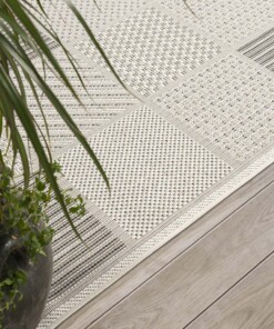 Alfombra exterior cuadros - Lyra beige/gris - close up, thumbnail Alfombra exterior cuadros - Lyra beige/gris - close up, thumbnail