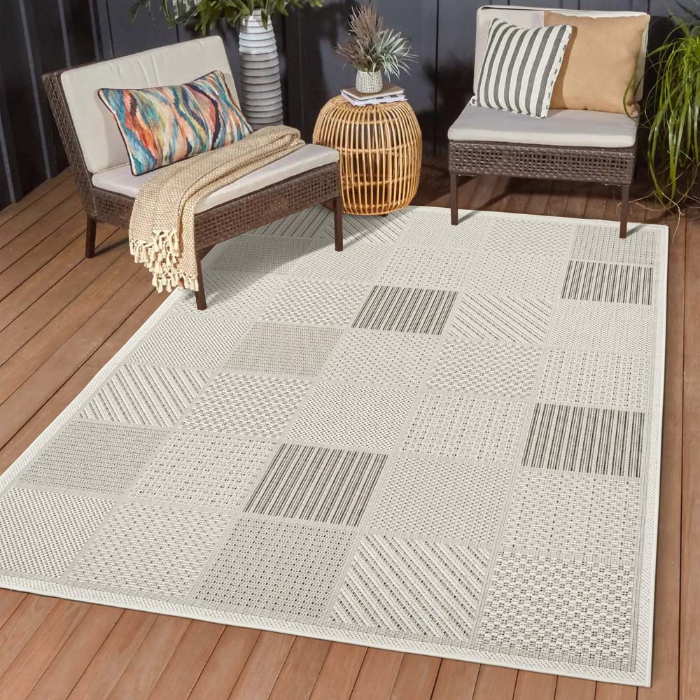 Alfombra exterior cuadros - Lyra beige/gris - sfeer Alfombra exterior cuadros - Lyra beige/gris - sfeer