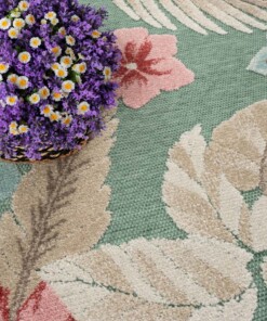 Alfombra exterior flores - Yara verde - close up, thumbnail