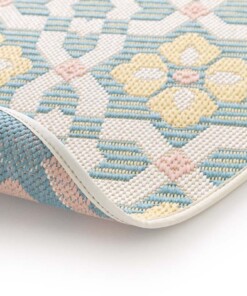 Alfombra de exterior redonda - Bubbly Tulip turquesa/amarillo