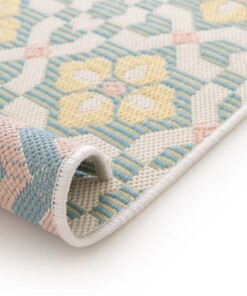 Alfombra de exterior - Bubbly Tulip turquesa/amarillo