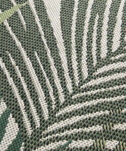 Alfombra de exterior redonda hojas de palma verde - Verdant Palm