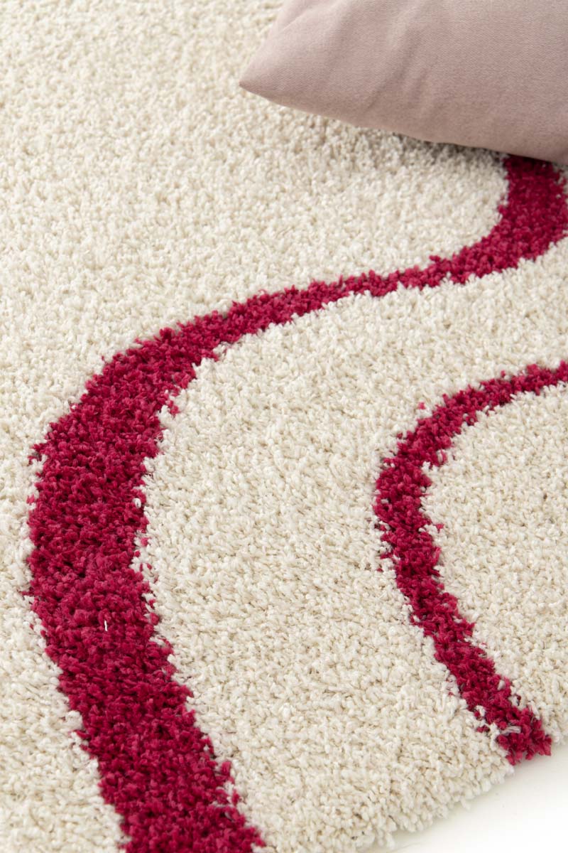 Alfombra de Pelo Largo - Mirage Méandre Marfil/Frambuesa Alfombra de Pelo Largo - Mirage Méandre Marfil/Frambuesa