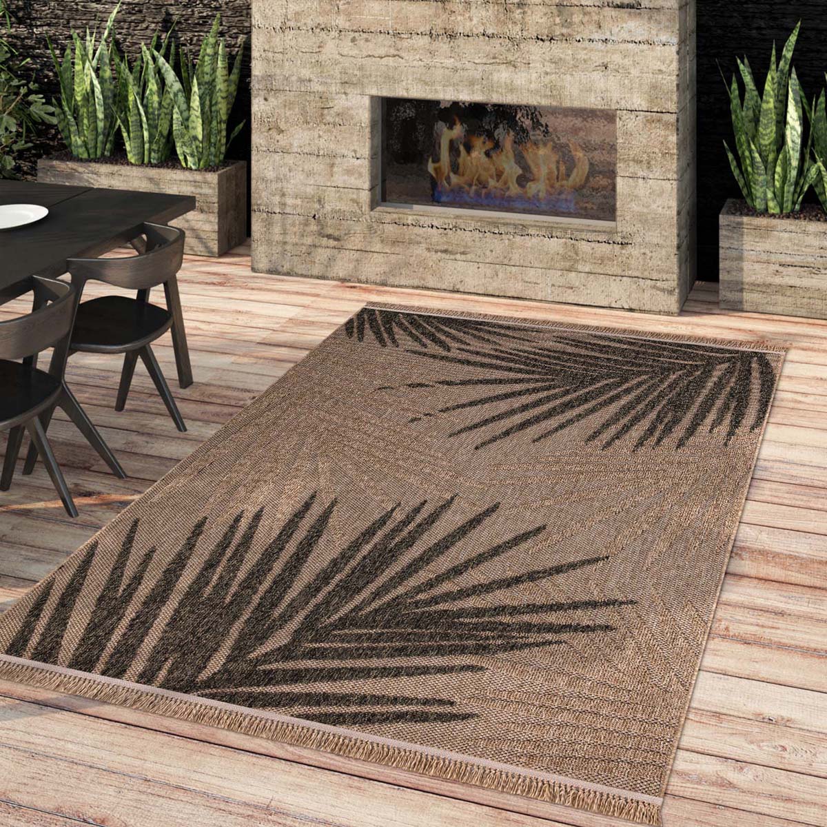 Alfombra yute exterior - Palms beige/negro - sfeer Alfombra yute exterior - Palms beige/negro - sfeer