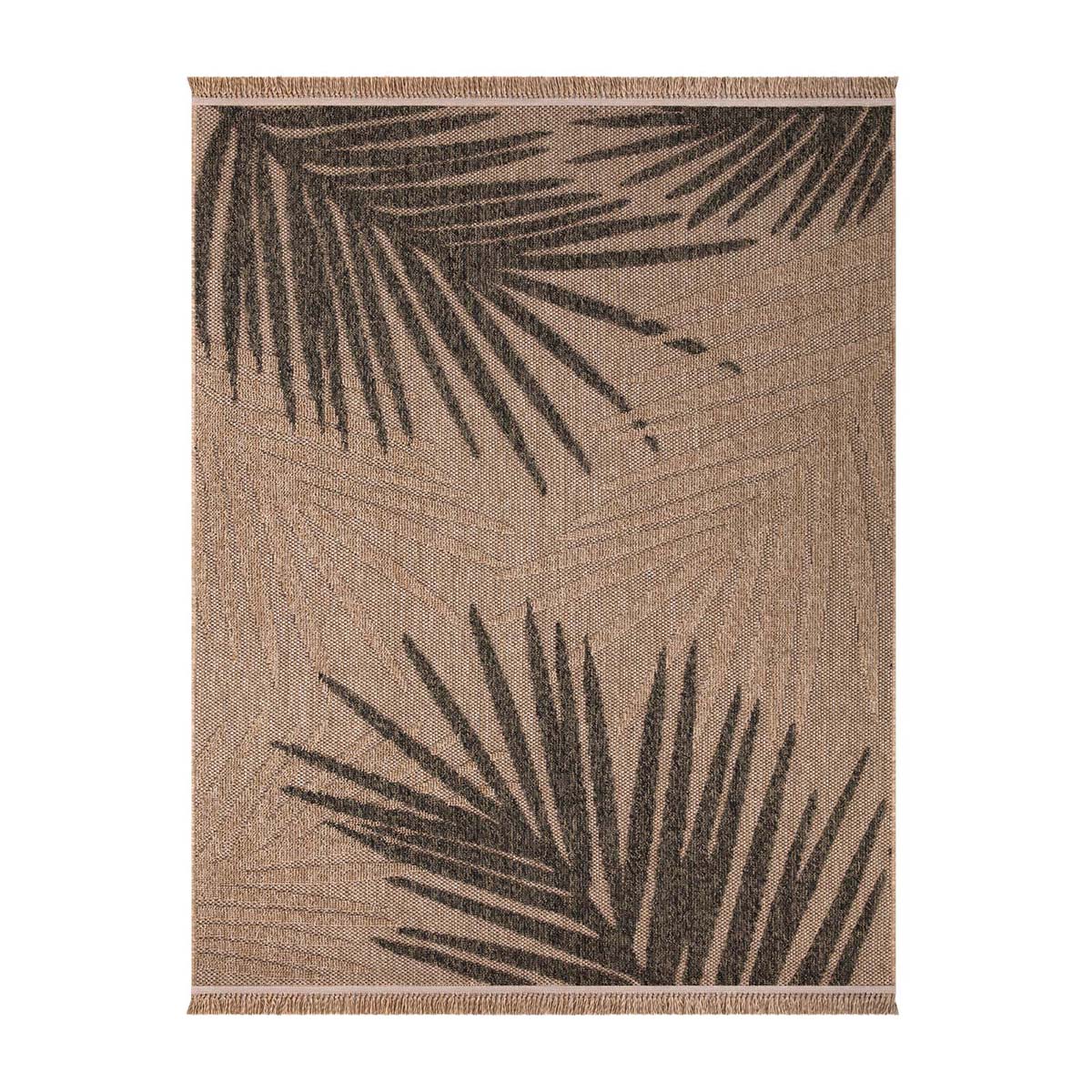 Alfombra yute exterior - Palms beige/negro - overzicht Alfombra yute exterior - Palms beige/negro - overzicht