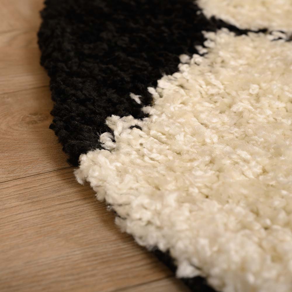 Alfombra fútbol redonda - Sports crema/negro - close up Alfombra fútbol redonda - Sports crema/negro - close up