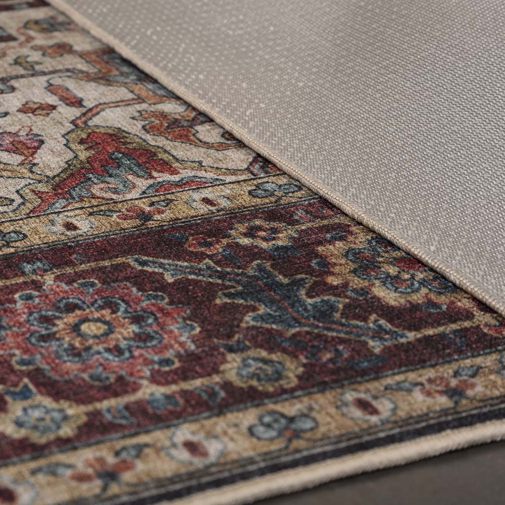 Alfombra exterior vintage - Valenca Brio beige/azul - close up Alfombra exterior vintage - Valenca Brio beige/azul - close up