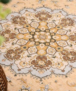 Alfombra exterior vintage cuadrada​ - Valenca Nova amarillo - close up, thumbnail