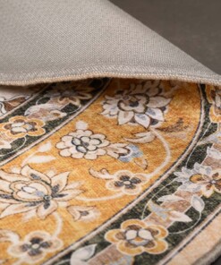 Alfombra exterior redonda vintage - Valenca Nova amarillo - close up, thumbnail