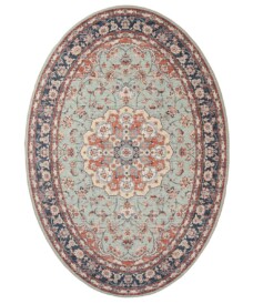 Alfombra exterior vintage ovalada​ - Valenca Nova verde salvia/rojo - overzicht, thumbnail