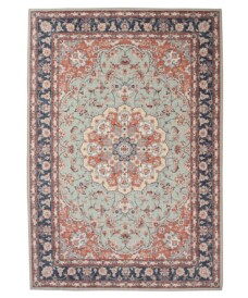 Alfombra exterior vintage​ - Valenca Nova verde salvia/rojo - overzicht, thumbnail