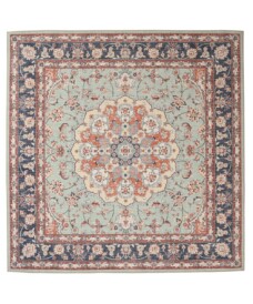 Alfombra exterior vintage cuadrada​ - Valenca Nova verde salvia/rojo - overzicht, thumbnail