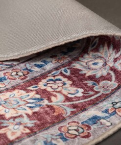 Alfombra exterior redonda vintage - Valenca Nova crema/tinto - close up, thumbnail