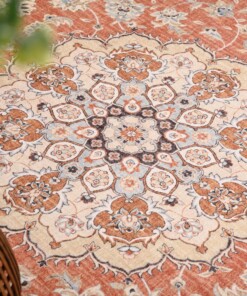 Alfombra exterior vintage cuadrada​ - Valenca Nova terracota - close up, thumbnail