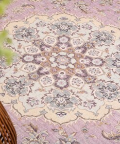 Alfombra exterior vintage cuadrada​ - Valenca Nova morado/rosa - close up, thumbnail