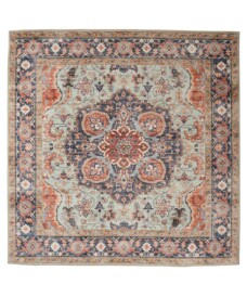 Alfombra exterior vintage cuadrada​ - Valenca Fino verde/azul - overzicht, thumbnail