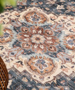 Alfombra exterior vintage​ - Valenca Fino dorado/azul