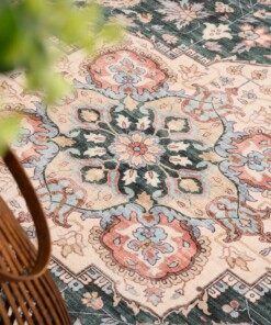 Alfombra exterior vintage cuadrada​ - Valenca Fino verde/rojo