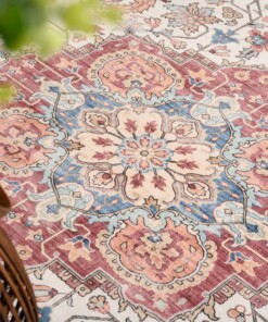 Alfombra exterior vintage cuadrada - Valenca Fino crema/tinto Alfombra exterior vintage cuadrada - Valenca Fino crema/tinto