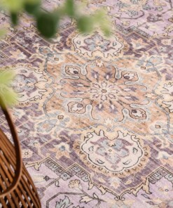 Alfombra exterior vintage ovalada​ - Valenca Fino morado/rosa