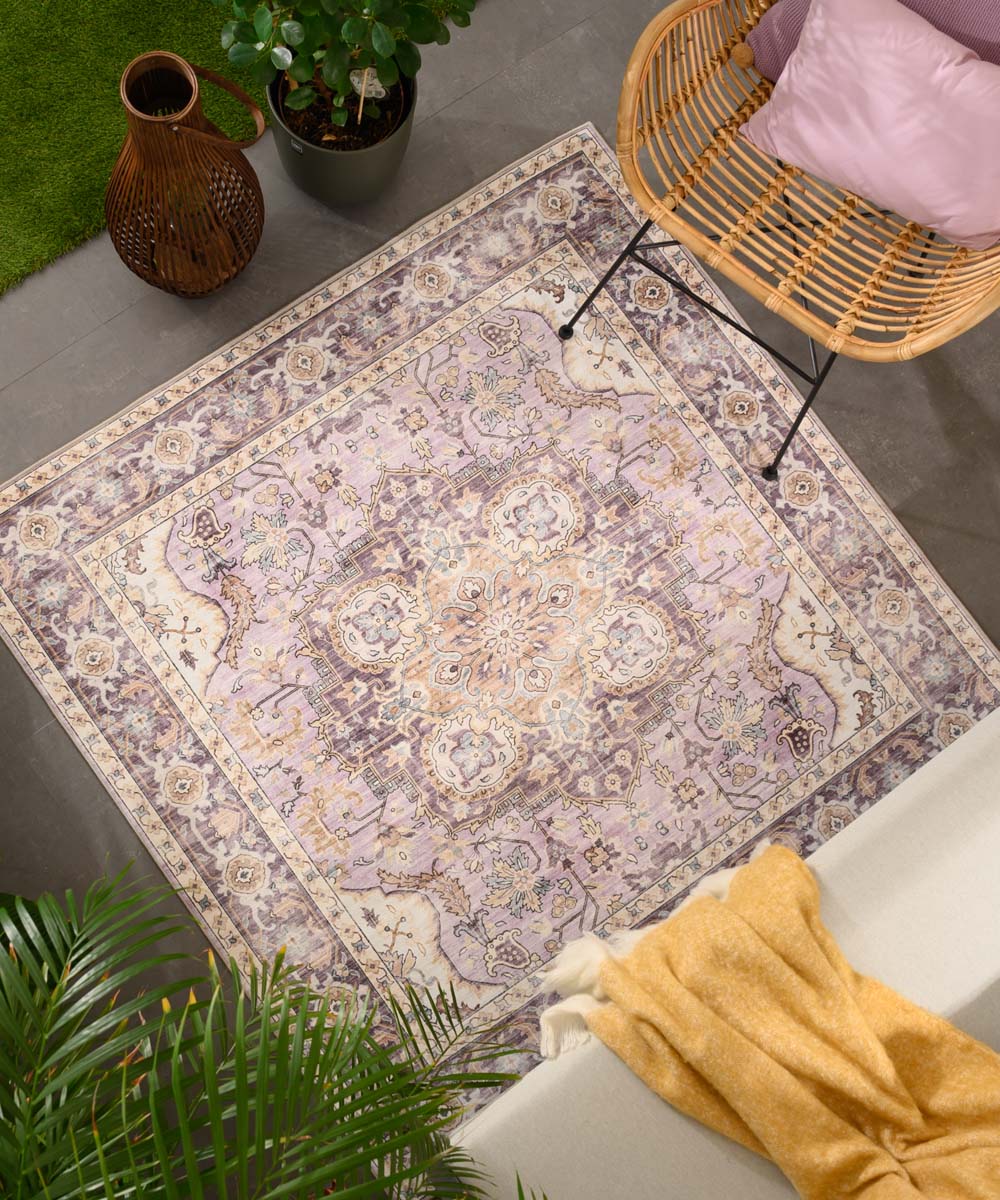 Alfombra exterior vintage cuadrada - Valenca Fino morado/rosa - sfeer Alfombra exterior vintage cuadrada - Valenca Fino morado/rosa - sfeer