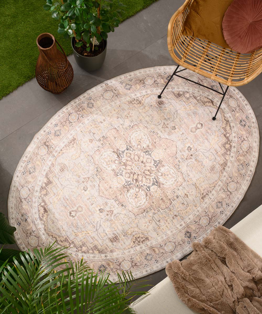 Alfombra exterior vintage ovalada - Valenca Fino gris claro/beige - sfeer Alfombra exterior vintage ovalada - Valenca Fino gris claro/beige - sfeer