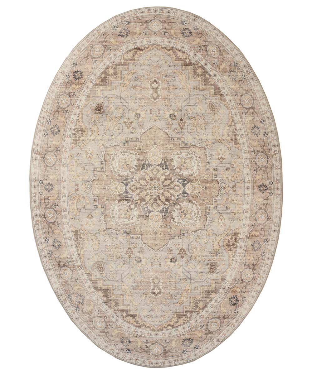 Alfombra exterior vintage ovalada - Valenca Fino gris claro/beige - overzicht Alfombra exterior vintage ovalada - Valenca Fino gris claro/beige - overzicht
