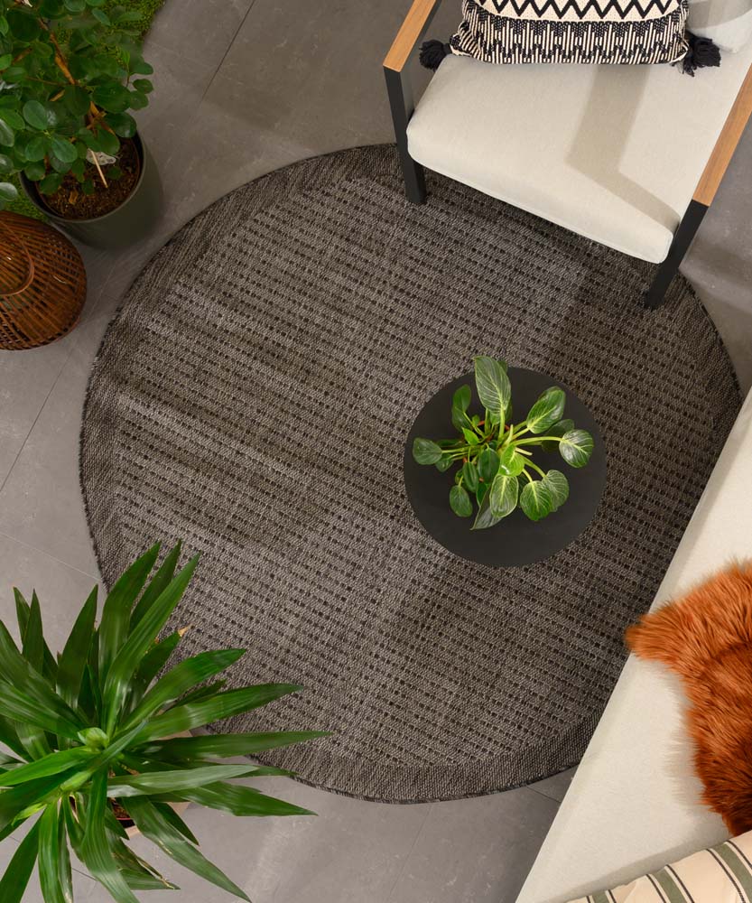 Alfombra exterior redonda - Coastal negro - sfeer Alfombra exterior redonda - Coastal negro - sfeer