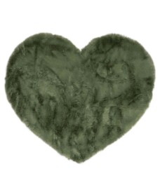 Alfombra suave con corazones - Fluffy Verde oliva - overzicht, thumbnail
