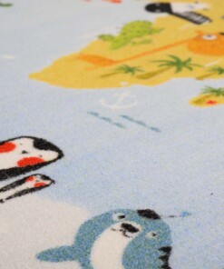 Alfombra infantil mapamundi - Joy azul - close up, thumbnail