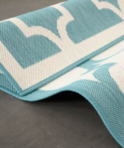 Alfombra retro para exteriores - Flip Lucky Turquesa - close up, thumbnail