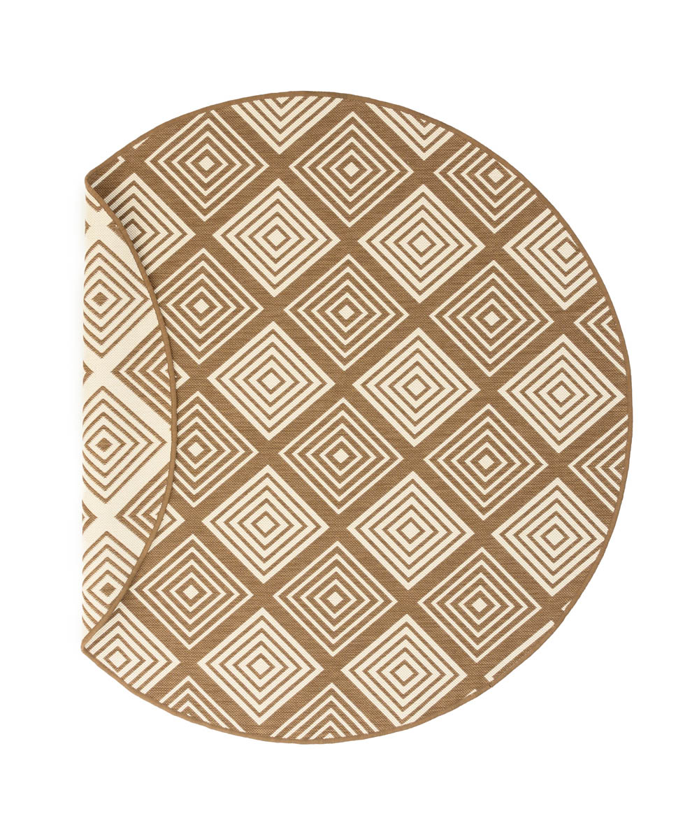Alfombra de rombos redonda para exterior - Flip Gem Marrón Claro - overzicht Alfombra de rombos redonda para exterior - Flip Gem Marrón Claro - overzicht