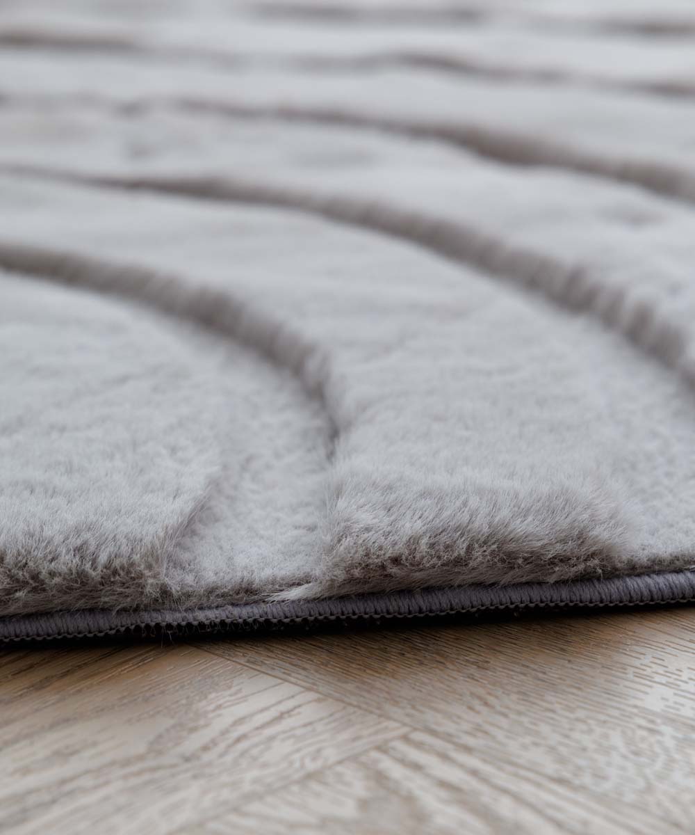 Alfombra redonda suave - Carvy Gris Claro - close up Alfombra redonda suave - Carvy Gris Claro - close up