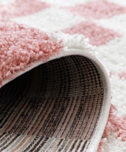 Alfombra ajedrez - Check marfil/rosa - close up, thumbnail