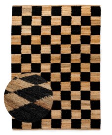 Alfombra de yute - Patch natural/negro - overzicht, thumbnail
