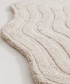 Alfombra de diseño orgánica - Balans Oyster marfil - close up, thumbnail