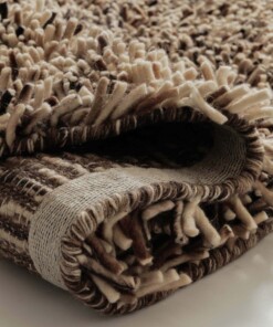 Alfombra redonda de lana - Aurelia crema/marrón - close up, thumbnail