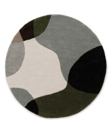 Alfombra redonda de lana - Dune verde - overzicht, thumbnail