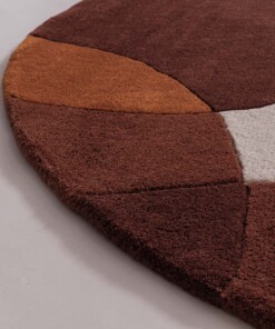 Alfombra redonda de lana - Dune terracota - close up, thumbnail