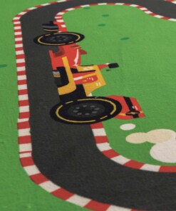 Alfombra infantil lavable - Snugway Carreras Multicolor - close up, thumbnail