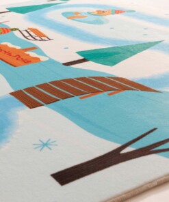Alfombra infantil lavable - Snugway Invierno Blanco/Azul - close up, thumbnail