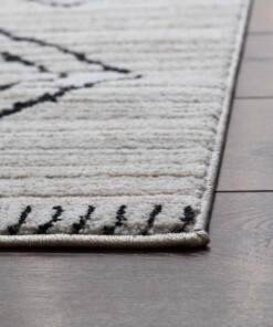 Alfombra bereber Beni Ouarain Sufian - Crema/Negro - close up, thumbnail