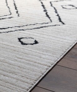 Alfombra bereber Beni Ouarain Sufian - Crema/Negro - close up, thumbnail