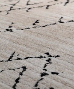 Alfombra bereber Beni Ouarain Sufian - Crema/Negro - close up, thumbnail